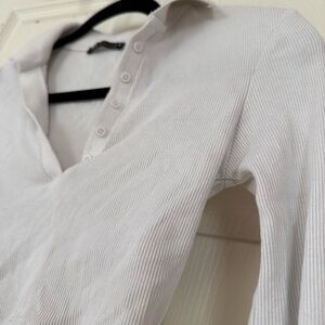 Zara White Long Sleeve Crop Top